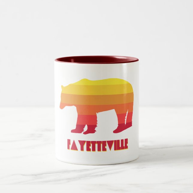 Fayetteville Arkansas Rainbow Bear Two-Tone Coffee Mug (Center)