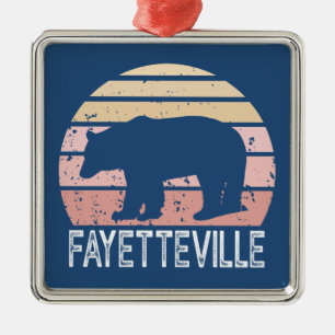 Fayetteville Arkansas Retro Bear Metal Tree Decoration