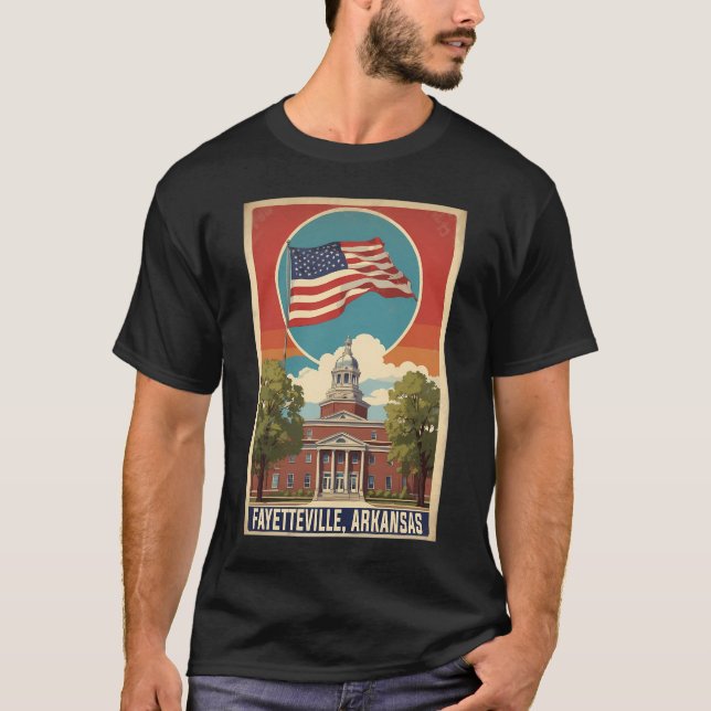 Fayetteville Arkansas Usa Vintage Travel Tourism   T-Shirt (Front)