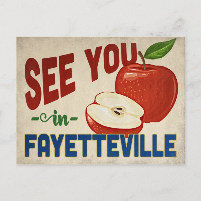 Fayetteville North Carolina Apple - Vintage Travel Postcard (Front)