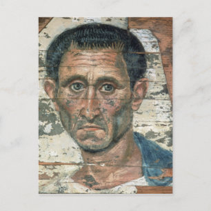 Fayum portrait of a man in a blue cloak, postcard