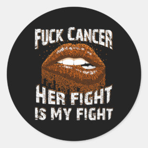 Fck Cancer Orange Lips Biting Y Leukaemia Awarenes Classic Round Sticker