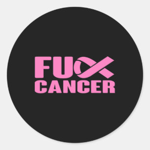 Fck Cancer Pink Ribbon Breast Cancer Awareness Wom Classic Round Sticker