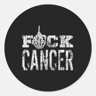 Fck Cancer Skeleton Middle Breast Cancer Awareness Classic Round Sticker