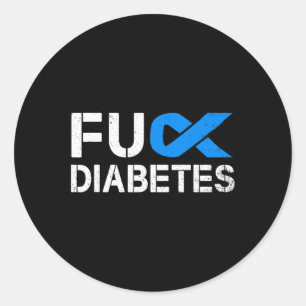 Fck Diabetes Awareness Ribbon Type 1 One Two 2 T1D Classic Round Sticker