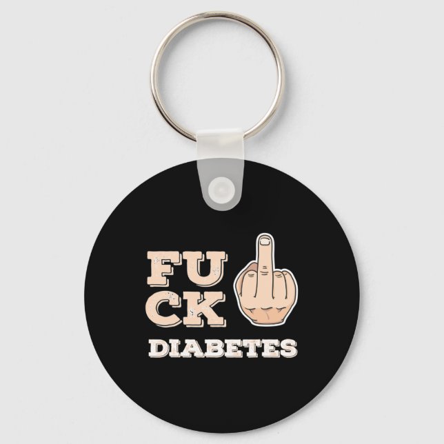 Fck Diabetes - Fighter Warrior Awareness - Middle  Key Ring (Front)