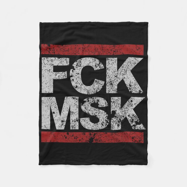 Fck Msk Distressed  Fleece Blanket (Front)