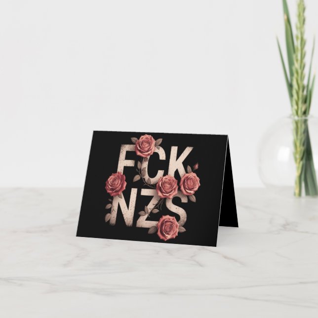 FCK NZS Flowery Against Right No Nazis Lgbtq+  Card (Front)