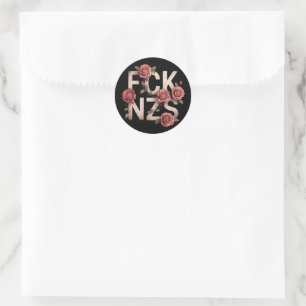 FCK NZS Flowery Against Right No Nazis Lgbtq+ Classic Round Sticker