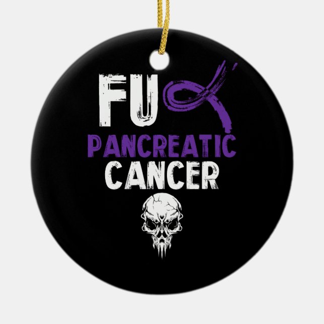 Fck Pancreatic Cancer Fighting Cancer Together Pur Ceramic Tree Decoration (Front)