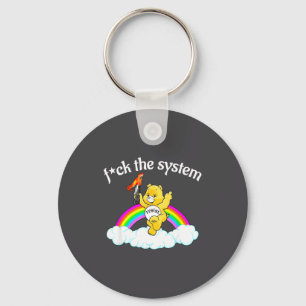 Fck The System Funny Bear Design Key Ring