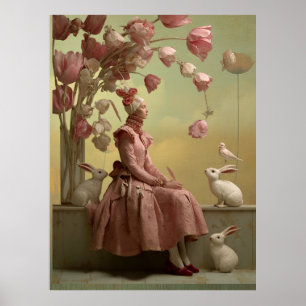 *~* FD2 22 Surreal  Bird  Flowers Rabbit Fantasy Poster