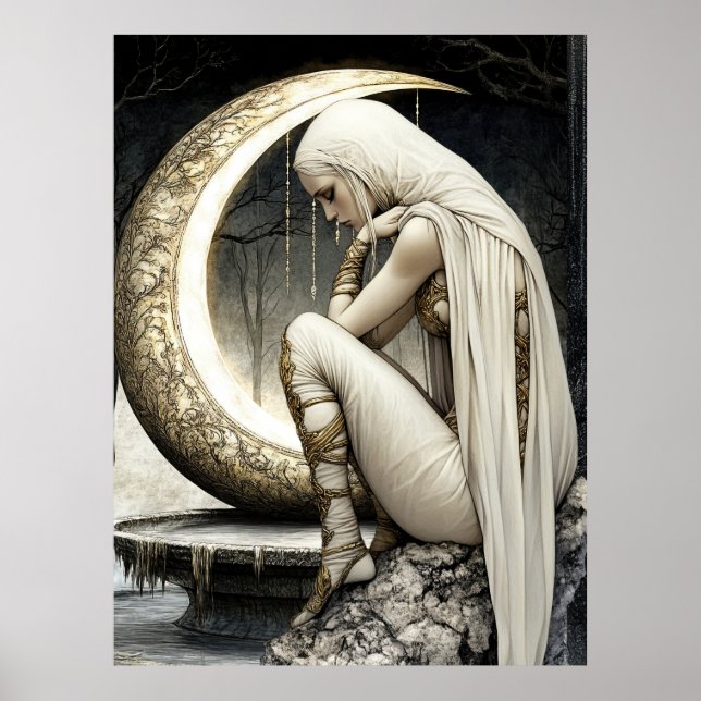 FD2 29 Enchanted Crescent Moon Goddess Poster (Front)
