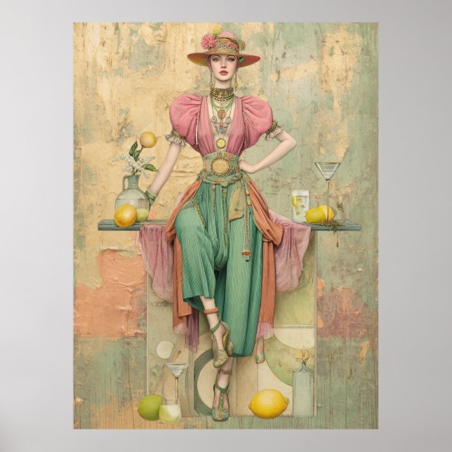 ^~* FD2 Boho 39 Woman  Drink  Flower Hippie Poster (Front)