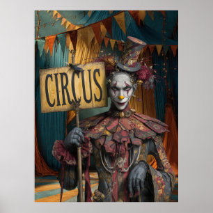 FD2 Circus Clown Art 25 Vintage Retro Carnival Poster