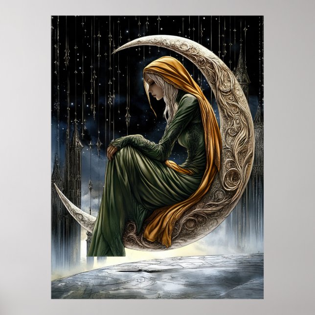 FD2 Enchanted Crescent Moon Goddess  18  Poster (Front)