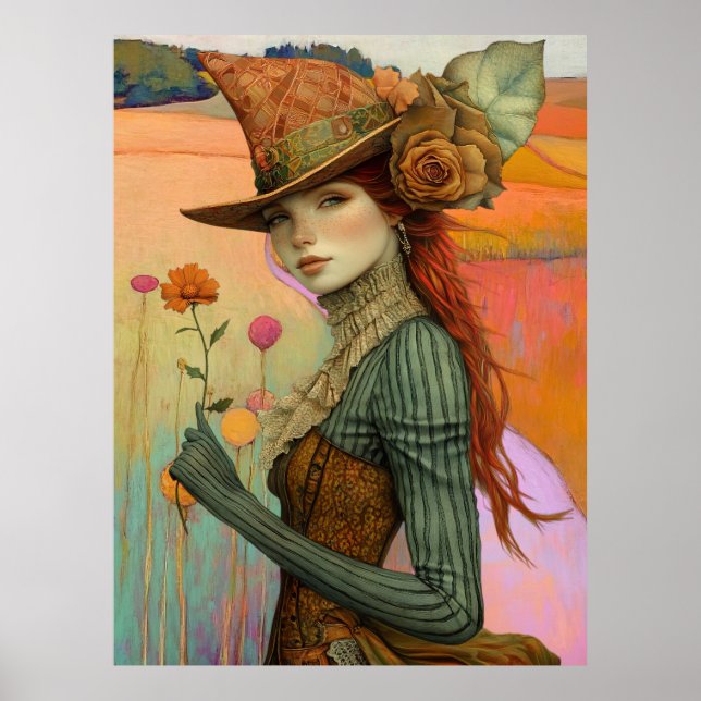 *~* FD2 Floral  Fall Girl Autumn Retro Hat 22 Poster (Front)
