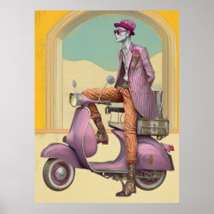 FD2  Suitcase Boho Travelling MAN SCOOTER 23  Poster
