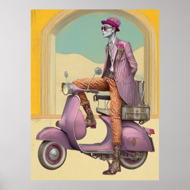 FD2  Suitcase Boho Travelling MAN SCOOTER 23  Poster (Front)