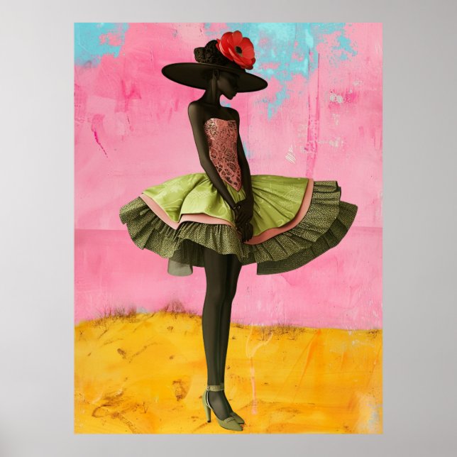 *~* FD2 Vibrant Tropical Black Goddesses Hat 29 Poster (Front)