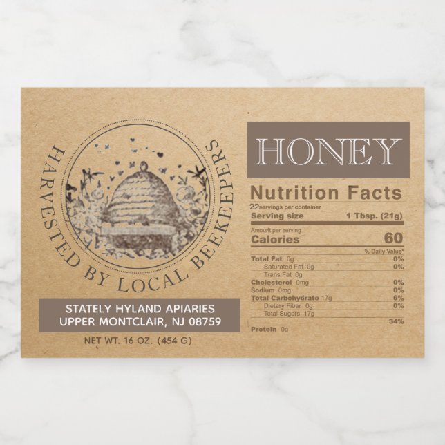 FDA Compliant Food Grade Honey Label (Kraft Skep) (Single Label)