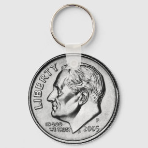 FDR Dime Coin key chain. Ring