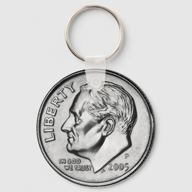 FDR Dime Coin key chain. Ring (Front)