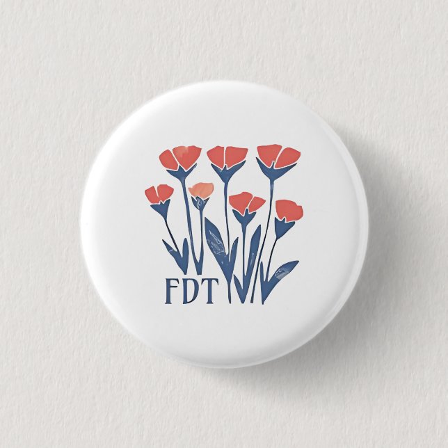 FDT Floral Wreath Subtle Feminine Boho Anti-Trump 3 Cm Round Badge (Front)