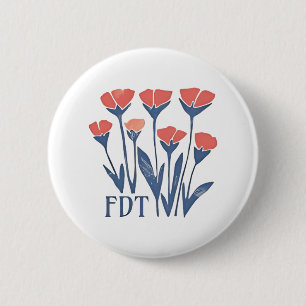 FDT Floral Wreath Subtle Feminine Boho Anti-Trump 6 Cm Round Badge