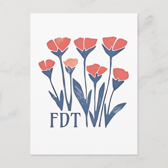 FDT Floral Wreath Subtle Feminine Boho Anti-Trump Announcement Postcard (Front)