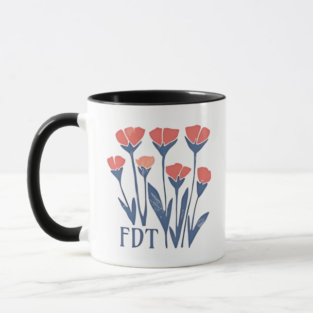 FDT Floral Wreath Subtle Feminine Boho Anti-Trump Mug (Left)