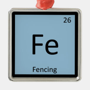 Fe - Fencing Sports Chemistry Periodic Table Metal Tree Decoration