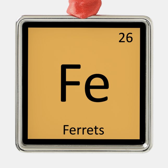 Fe - Ferrets Chemistry Periodic Table Element Metal Tree Decoration (Front)