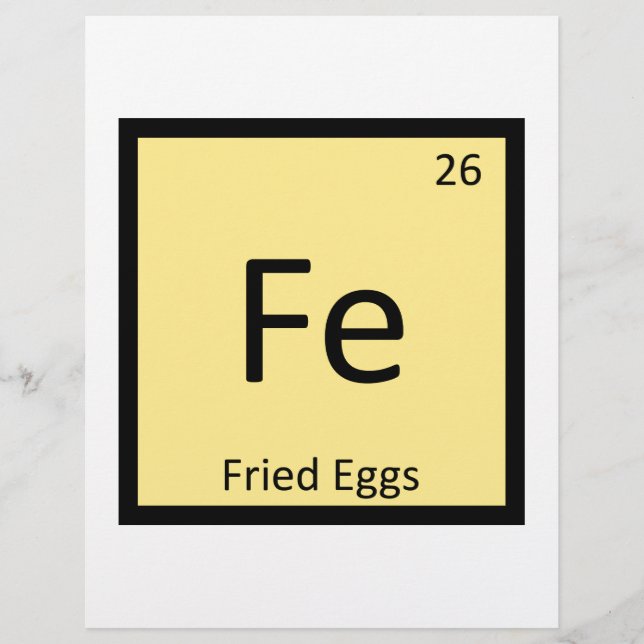 Fe - Fried Eggs Chemistry Periodic Table Symbol (Front)