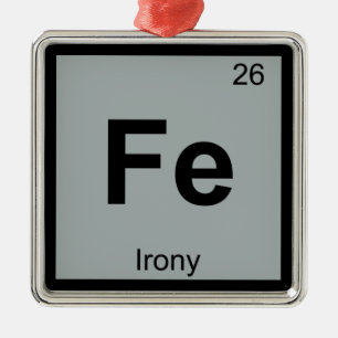 Fe - Irony Chemistry Periodic Table Symbol Metal Tree Decoration