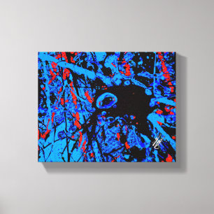 Fear Blue Red Black Abstract Splatter Canvas Print