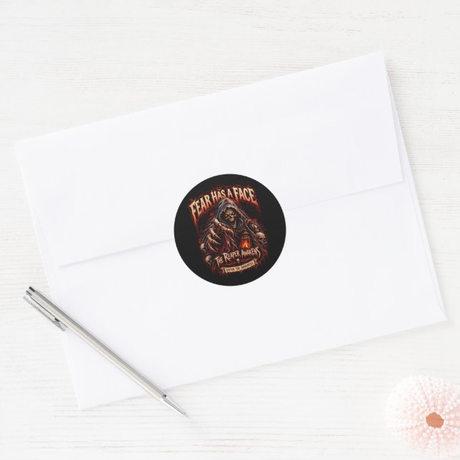 Fear Has A Face Grim Reaper Seal Sticker (Envelope)