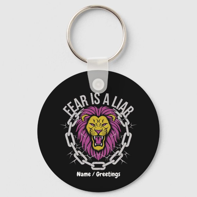 Fear is a Liar Inspirational Christian Quote  Key Ring (Front)
