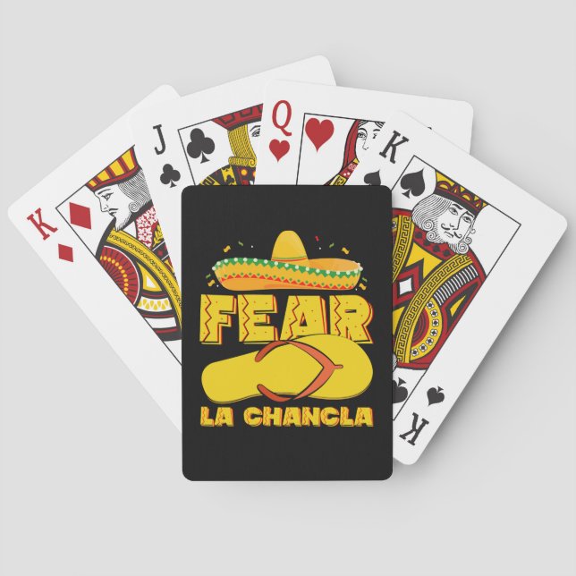 Fear La Chancla Funny Mexican Cinco De Mayo Playing Cards (Back)