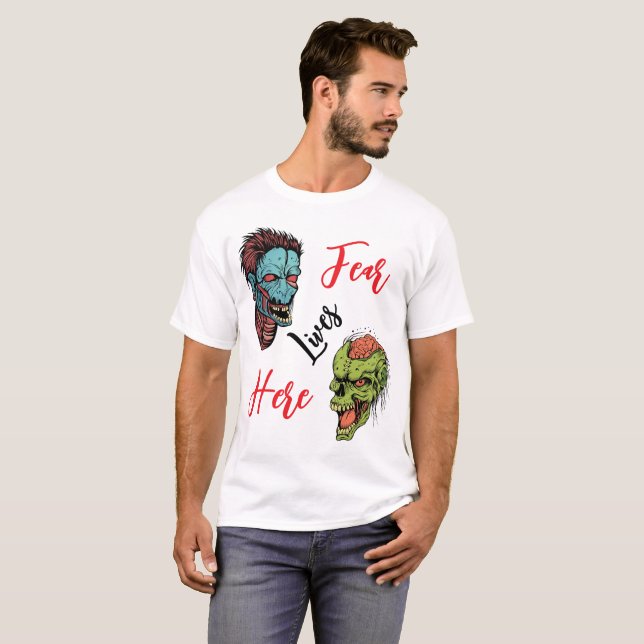 Fear Lives Here – Spooky Design Men’s T-Shirt (Front Full)