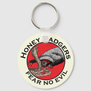 Fear no Evil Badass Honey Badger Red Animal Art Key Ring