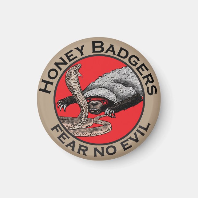 Fear no Evil Badass Honey Badger Red Animal Art Magnet (Front)
