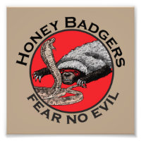 Fear no Evil Badass Honey Badger Red Animal Art