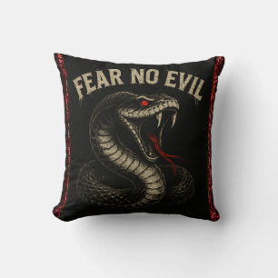 FEAR NO EVIL – Fierce Black Cobra Snake Graphic Cushion