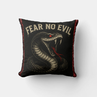 FEAR NO EVIL – Fierce Black Cobra Snake Graphic Cushion