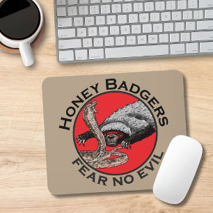 Fear No Evil Honey Badger Funny Animal Red Design Mouse Pad