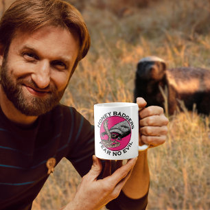 Fear No Evil Honey Badger Funny Pink Animal Design Coffee Mug