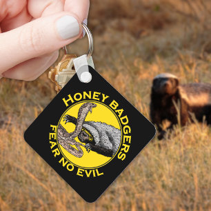 Fear No Evil Honey Badger Snake Animal Art Design Key Ring