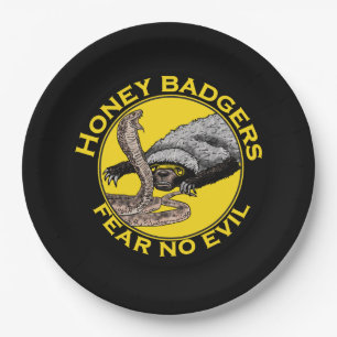 Fear No Evil Honey Badger Snake Animal Art Design Paper Plate