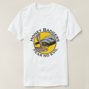 Fear No Evil Honey Badger Snake Animal Art Design T-Shirt